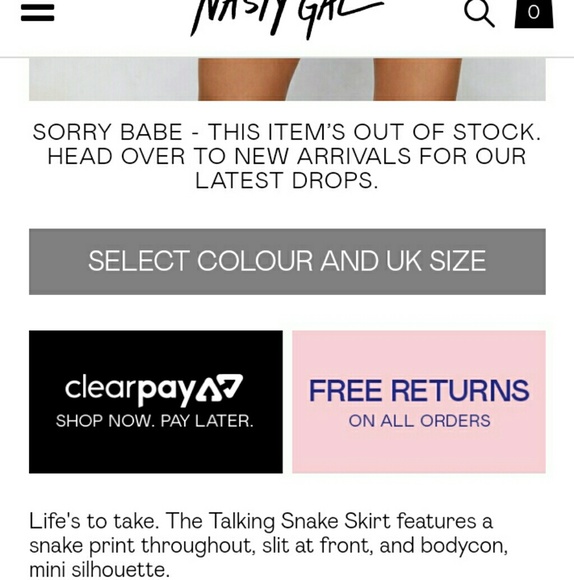 NWT Slit Snake Print Mini Skirt US Size 4 UK 8 - Picture 4 of 6